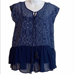 Knox Rose Blue Tank with Sheer Cover Size S